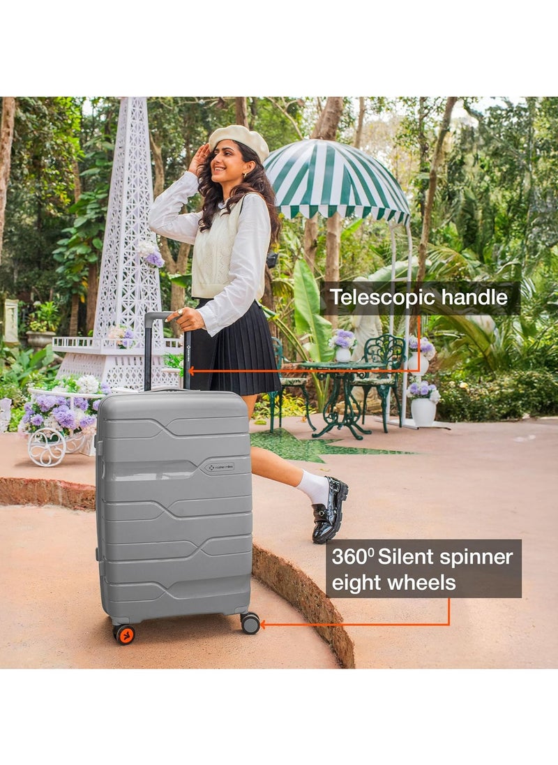 nasher miles Nasher Miles Paris Hard-Sided Polypropylene Luggage Set of 2 | 55cm & 65cm | 8 Wheels Small & Medium Trolley Bag for Travel | Suitcase (Grey)  - Image 5
