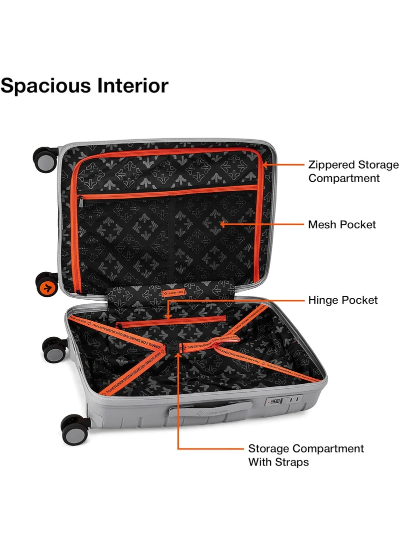 ناشر مايلز Nasher Miles Paris Hard-Sided Polypropylene Luggage Set of 2 | 55cm & 65cm | 8 Wheels Small & Medium Trolley Bag for Travel | Suitcase (Grey)