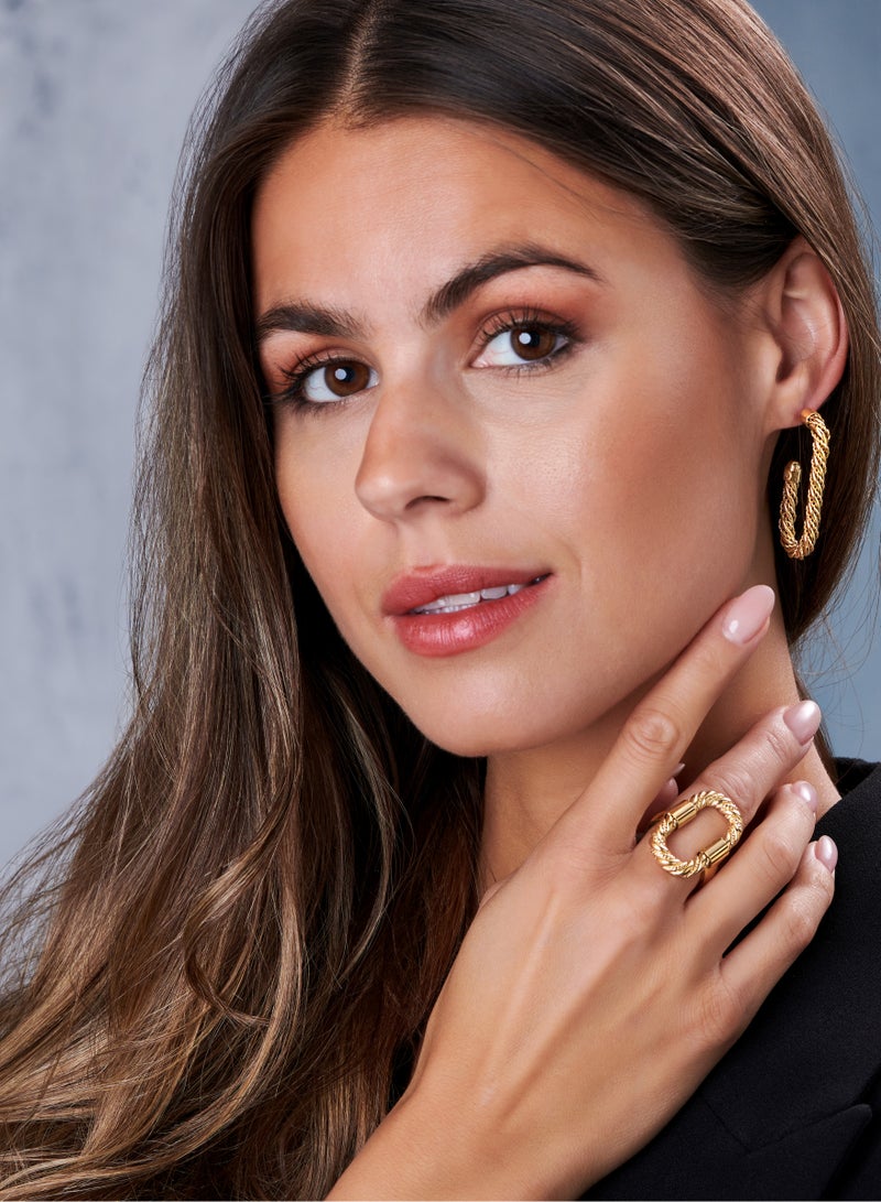 شيروتي 1881 خاتم نسائي من جيوليا بطلاء ذهبي بتصميم كابل ملتوي - Image 5