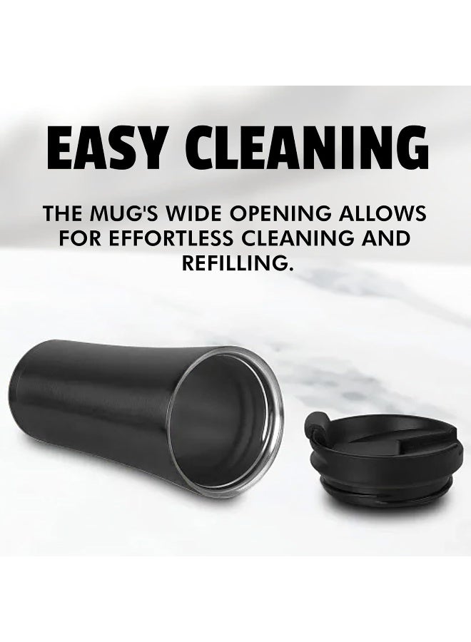 BS B&S Stainless Steel Tumbler Flask Bottle with Plastic Lid | Vacuum Insulated Beverage Bottle | Leak-Proof Insulated Double Wall | 12 Hours Hot and Cold Water Bottle | Vacuum Flask 500ML (Black) - Image 3