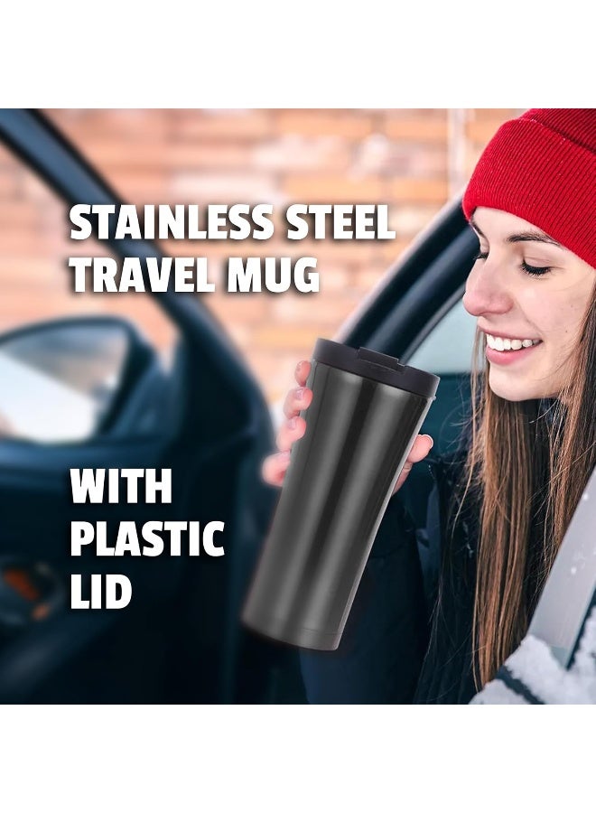 BS B&S Stainless Steel Tumbler Flask Bottle with Plastic Lid | Vacuum Insulated Beverage Bottle | Leak-Proof Insulated Double Wall | 12 Hours Hot and Cold Water Bottle | Vacuum Flask 500ML (Black) - Image 5