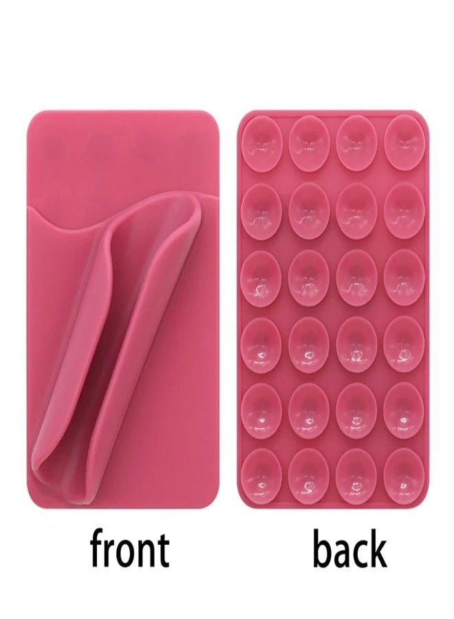 AROAQ 2-in-1 Silicone Mobile Phone Lipstick & Card Holder – Suction Cup Mount, Portable Lip Gloss & Card Organizer for All Phones ,Pink - Image 1