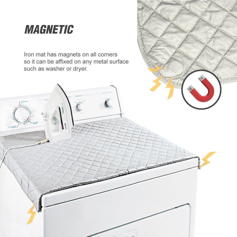 Ruibo Magnetic Ironing Mat Blanket,Iron Board Alternative Cover/Quilted Washer Dryer Heat Resistant Pad/Portable Cover/Mat Grey 33"X 18" - Image 2