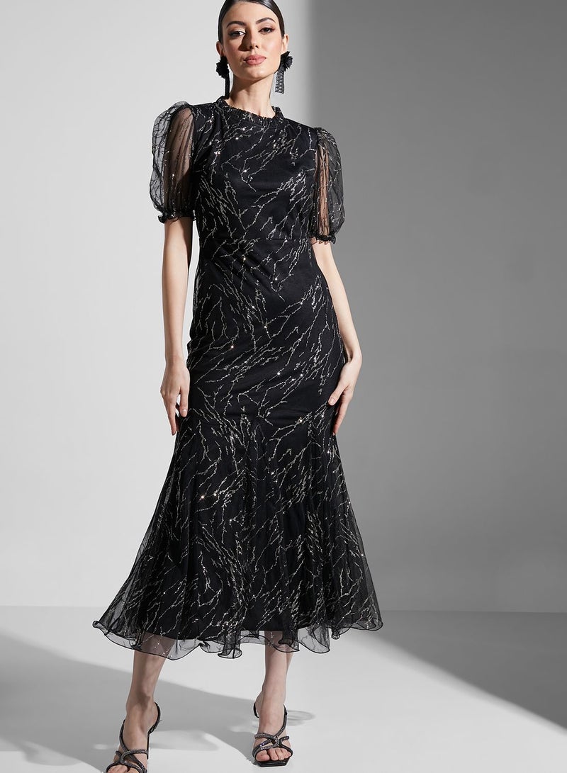 Khizana Sparkling Mesh Dress - Image 1