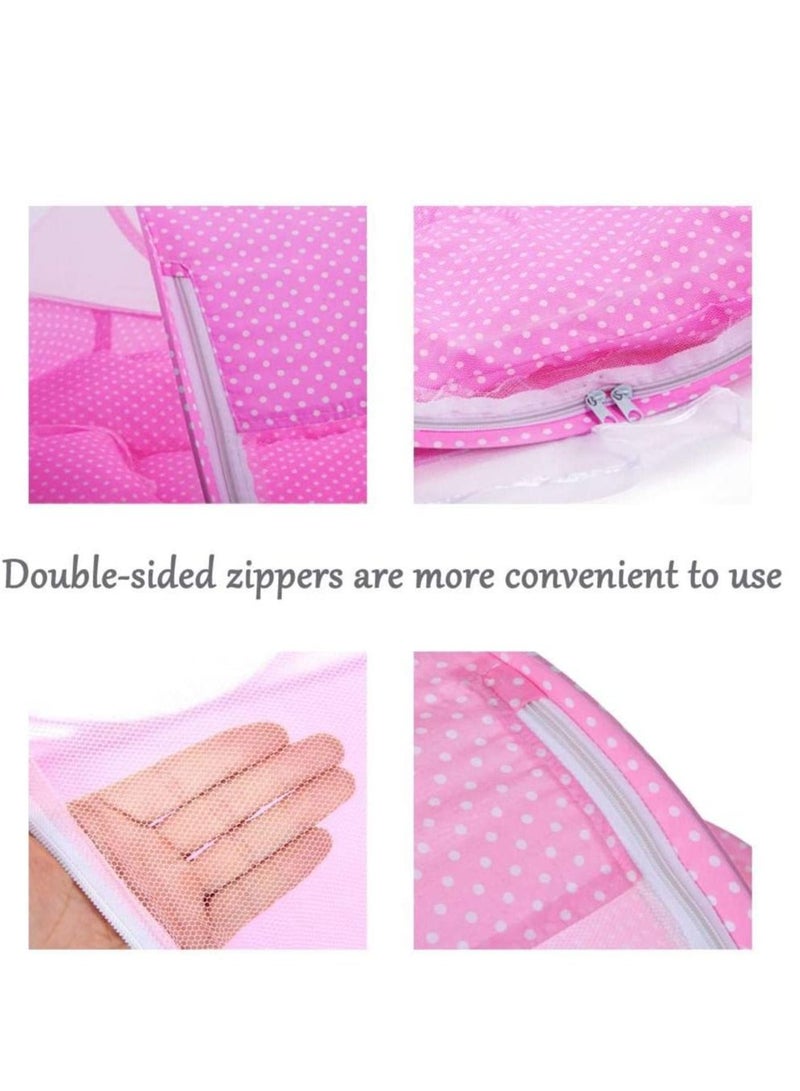 Portable Born Baby Mosquito Folding bed Pink - Image 2