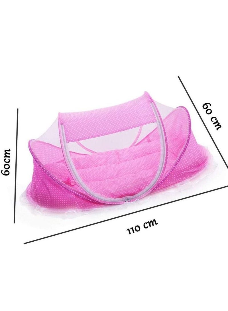 Portable Born Baby Mosquito Folding bed Pink - Image 3
