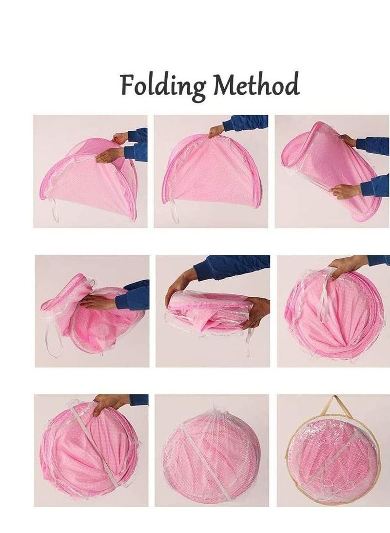 Portable Born Baby Mosquito Folding bed Pink - Image 4