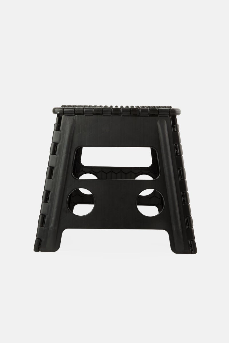 LIFESTYLE Plastic 13 Inch Folding Step Stool With Handle, Black - Image 1