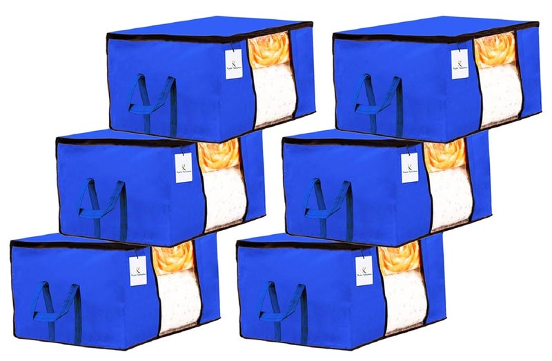 Kuber Industries Kuber Industries Underbed Storage Bag Storage Organiser Blanket Cover Set of 6 Royal Blue Extra Large Size - Image 1