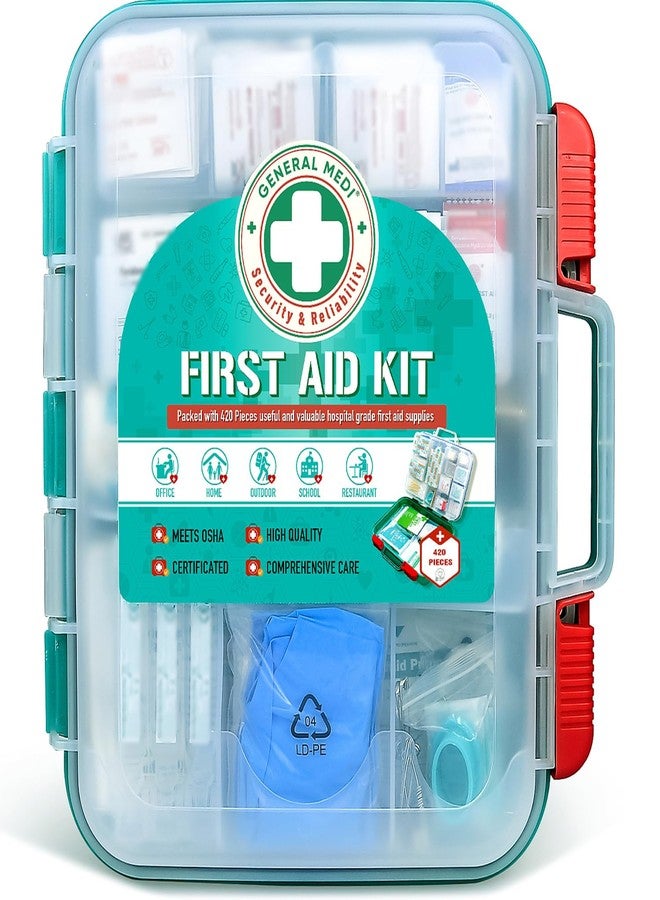 General Medi 420 Pieces Professional First Aid Kit - HardCase First Aid Box - Contains Premium Medical Supplies for Travel, Home, Office, Vehicle, Camping, Workplace & Outdoor - Image 1
