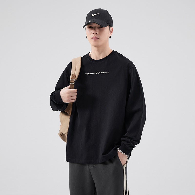 American-Style Heavy Cotton Round Neck Long-Sleeved T-Shirt Men'S Fashion Brand Ins Printed Sweater Autumn Loose Casual Bottoming Shirt - Image 5