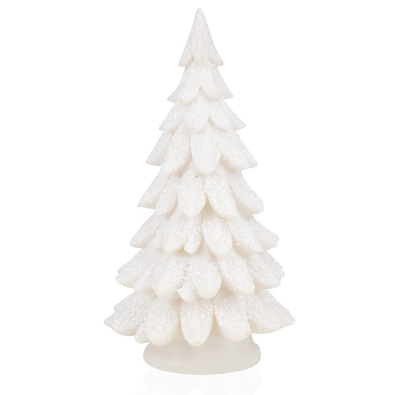 Bdor White Christmas Tree 11inchs Table Top Christmas Trees Exquisite Resin Christmas Ornaments with Lights  Snowflake Christmas Decorations for HomeRoom forMenWomen