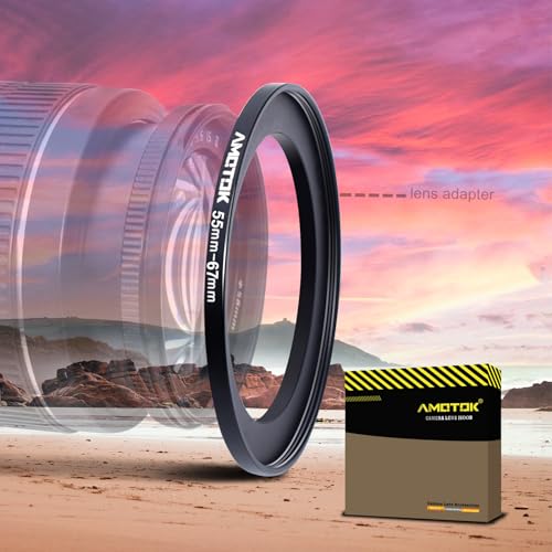 AMOTOK 55mm Lens to 67mm Camera Lens Adapter,55mm to 67mm Filter Step-up Ring Adapter Ring,Compatible All 67mm Filter Accessory - Image 1