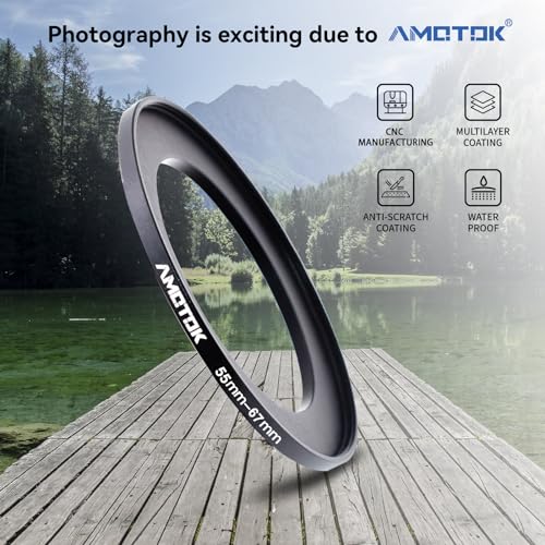 AMOTOK 55mm Lens to 67mm Camera Lens Adapter,55mm to 67mm Filter Step-up Ring Adapter Ring,Compatible All 67mm Filter Accessory - Image 2