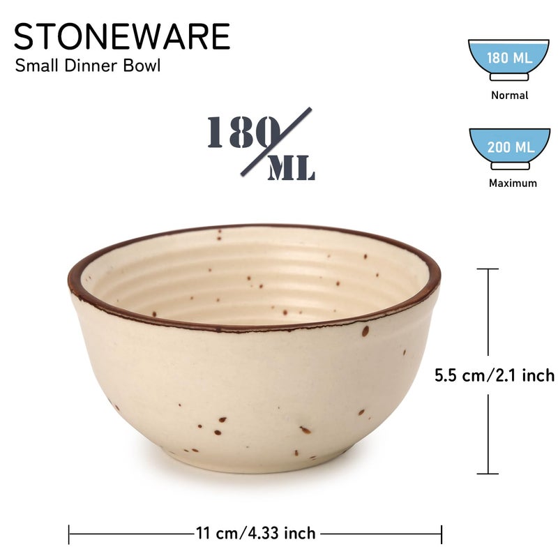 Bodhi House Ceramic Snack Bowls Set of 4 (180ml) for Serving Vegetable, Dal, Cereal, Salad Bowl, Mixing Bowl for Snacks, Microwave and Dishwasher Safe, Perfect for Dining and Gifting, Beige - Image 3