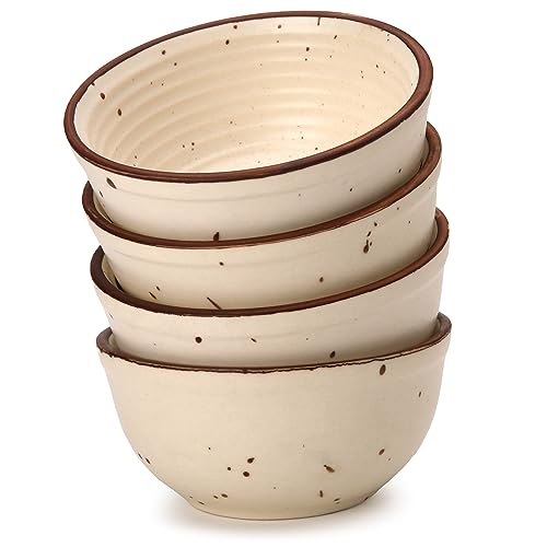 Bodhi House Ceramic Snack Bowls Set of 4 (180ml) for Serving Vegetable, Dal, Cereal, Salad Bowl, Mixing Bowl for Snacks, Microwave and Dishwasher Safe, Perfect for Dining and Gifting, Beige - Image 1