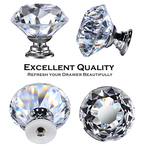 DeELF Outlet 26 pcs Glass Cabinet Knobs Crystal Drawer Pulls Clear 30 mm Diamond for Kitchen, Bathroom Cabinet, Dresser and Cupboard by DeElf - Image 5