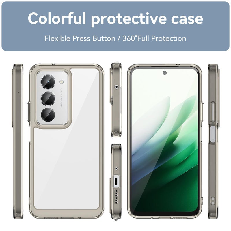 erorex For Redmi 15 5G Global / 15 4G SEA Colorful Series Acrylic Hybrid TPU Phone Case(Transparent Grey) - Image 2