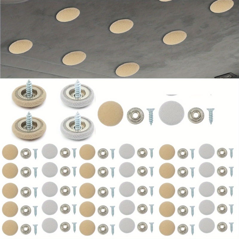 60 Pieces Car Roof Repair Rivets Headliner Button Auto Snap Retainer Flannelette Fix Gray Plaid For All Cars - Image 5