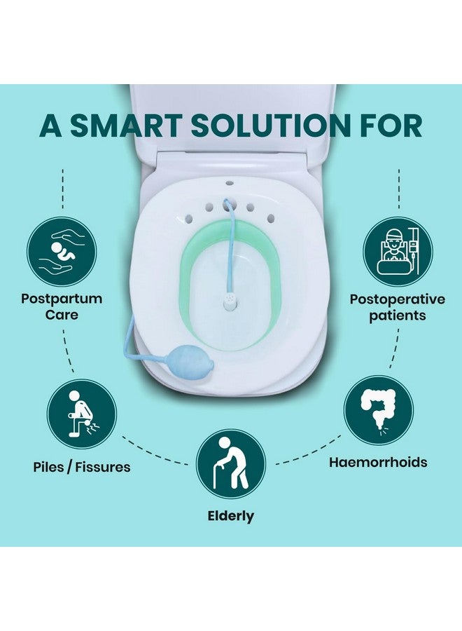 MEDTECH® Sitz Bath for Adults | Fits All Toilet Seats | Pump Flusher for Fissure, Pregnant Women, Postpartum Care, Hemorrhoids Inflammation Treatment | Piles Tub for Hot Water Bathing | Sitz Bath Tub for Post Delivery - Image 3