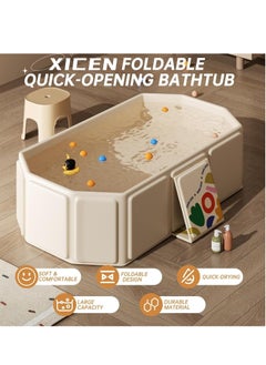 XICEN Baby Folding Bath Tub, Kids Bathtub with Non-Slip Base, with Thermostatic System, for 0-8 Years Old, Travel Essential, Indoor/Outdoor Use, Easy Storage  - Image 2