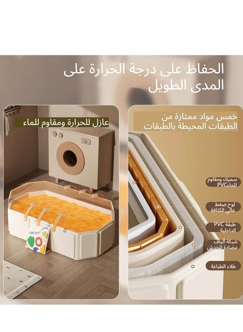 اكسيسن حوض استحمام قابل للطي للأطفال، حوض استحمام للأطفال مع قاعدة غير قابلة للانزلاق، مع نظام ترموستاتي، للأطفال الذين تتراوح أعمارهم بين 0-5 سنوات، وضروريات السفر، والاستخدام الداخلي/الخارجي، والتخزين السهل - Image 4