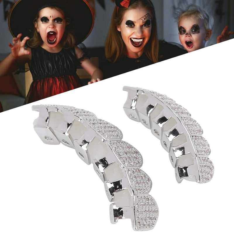 klarako 14k Plated Hip Hop Teeth, Grillz Teeth Grillz Teeth Kit Hip Hop Teeth Decoration Gold Hip Hop Removeable Mouth Grillz Set[Silver] - Image 3