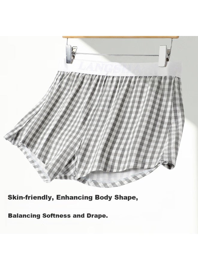LANG SHA Langsha Men's Boxer Briefs Loose Comfortable Arrow Pants Home Plus Size Breathable Plaid Printed Pajama Pants Square Pants - Image 2