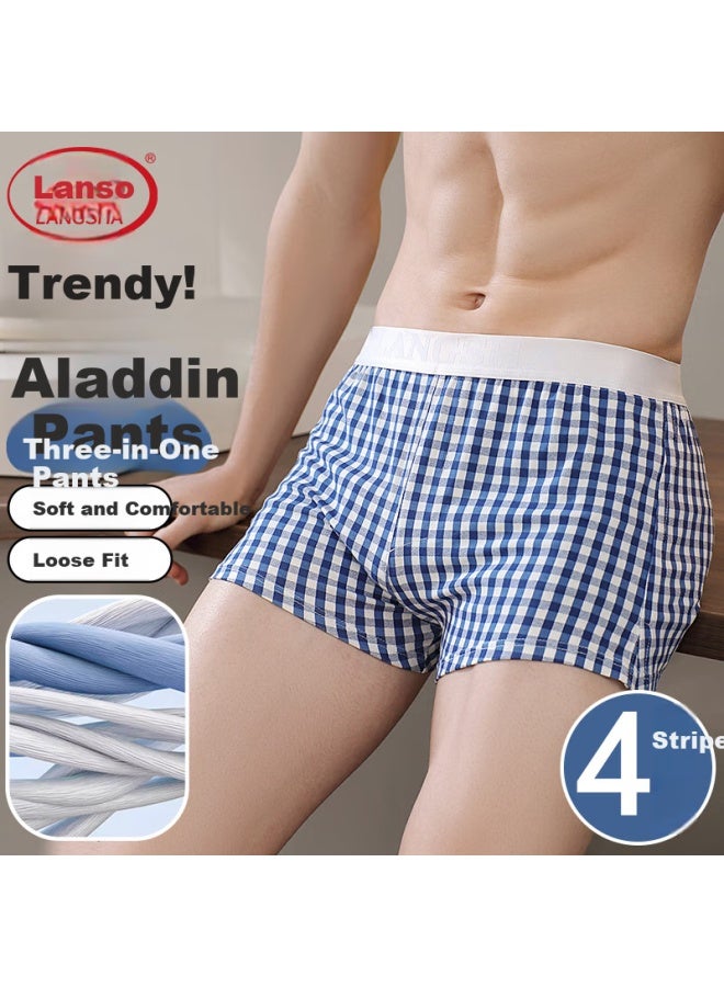LANG SHA Langsha Men's Boxer Briefs Loose Comfortable Arrow Pants Home Plus Size Breathable Plaid Printed Pajama Pants Square Pants - Image 1