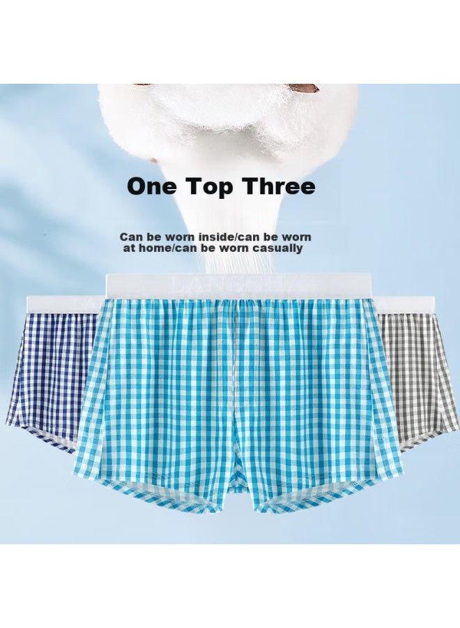 LANG SHA Langsha Men's Boxer Briefs Loose Comfortable Arrow Pants Home Plus Size Breathable Plaid Printed Pajama Pants Square Pants - Image 4