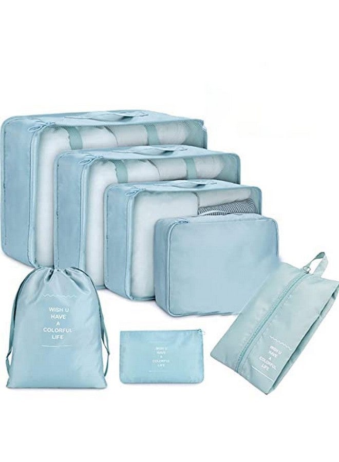 TAGUDA Cotton Travel Organizer 7 In 1 Travel Laundry Cosmetics Luggage Packing Organizers Set Makeup Bags Organizer Packing Cubes With Shoe Bag For Travel, Multicolor - Image 1