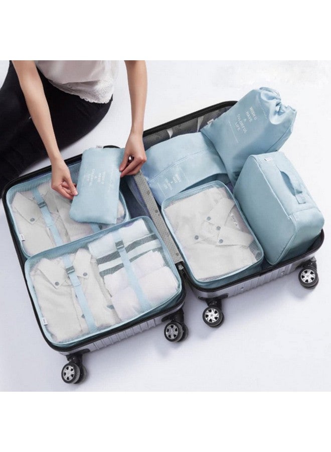 TAGUDA Cotton Travel Organizer 7 In 1 Travel Laundry Cosmetics Luggage Packing Organizers Set Makeup Bags Organizer Packing Cubes With Shoe Bag For Travel, Multicolor - Image 4