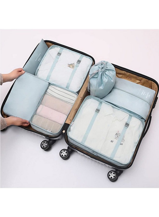 TAGUDA Cotton Travel Organizer 7 In 1 Travel Laundry Cosmetics Luggage Packing Organizers Set Makeup Bags Organizer Packing Cubes With Shoe Bag For Travel, Multicolor - Image 3
