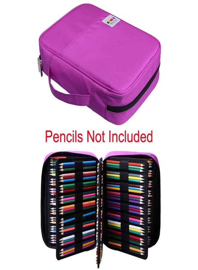 BOMKEE Pencil Case for Adults 220 Slots Colored Pencils Gel Pen Organizer Bag with Zipper for Artist Handy Glitter Gel Pens, Refills, Waterproof Coloring Holder Pencils Case(Purple) - Image 2