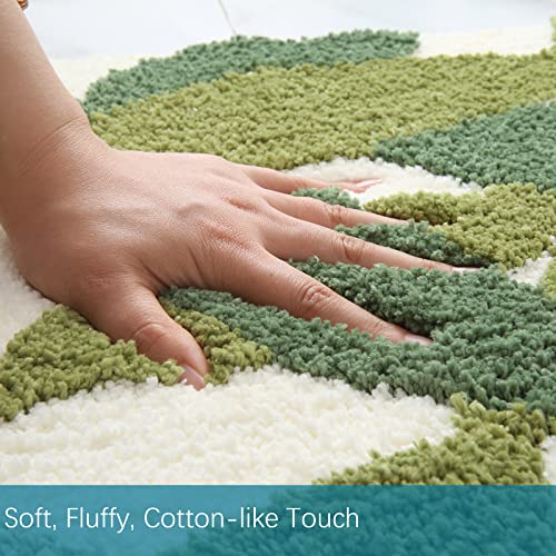 ZebraSmile Bathroom Rugs - Green Bath Rug Non Slip Back Water Aabsorbent Leaves Plush Microfiber Small Bathroom Rug Leaf Shower Mat Cute Green Bath Mat Doormat 17.5 X 25.5 in - Image 5