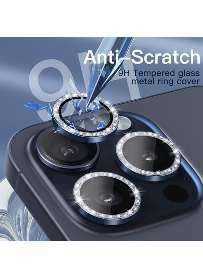 جي تيك واقي عدسة الكاميرا لهاتف آيفون 15 برو 6.1 بوصة وآيفون 15 برو ماكس 6.7 بوصة، غطاء معدني فردي من الزجاج المقوى 9H شفاف عالي الدقة، مجموعة واحدة من التيتانيوم الأزرق - Image 4