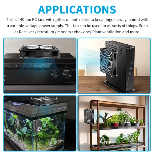 Wathai 140mm x 25mm Computer Fan with AC Plug 110V 120V 220V 240V Variable Speed Controller for DIY Biltong Box Reptile Aquarium Receiver DVR PlayStation Xbox Cabinet Ventilation Cooling - Image 2
