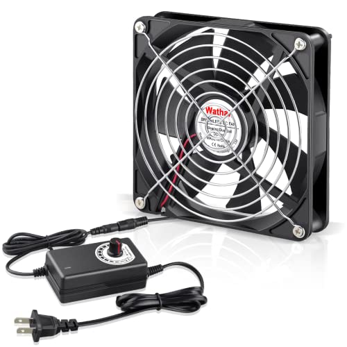 Wathai 140mm x 25mm Computer Fan with AC Plug 110V 120V 220V 240V Variable Speed Controller for DIY Biltong Box Reptile Aquarium Receiver DVR PlayStation Xbox Cabinet Ventilation Cooling - Image 1