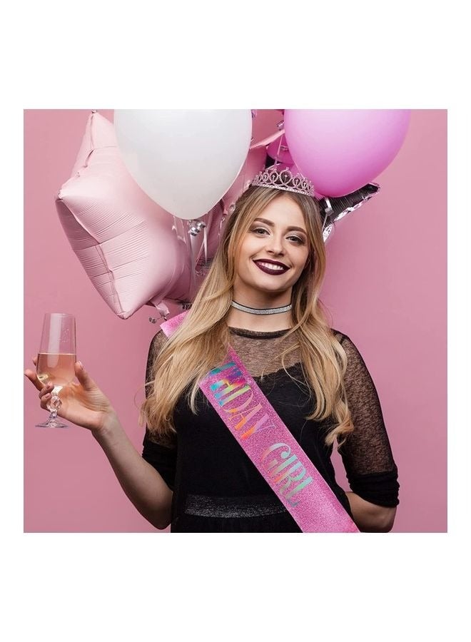 طقم وشاح عيد ميلاد فتاة وتاج أحجار الراين، ديكورات عيد ميلاد لتاج عيد ميلاد فتاة - Image 4