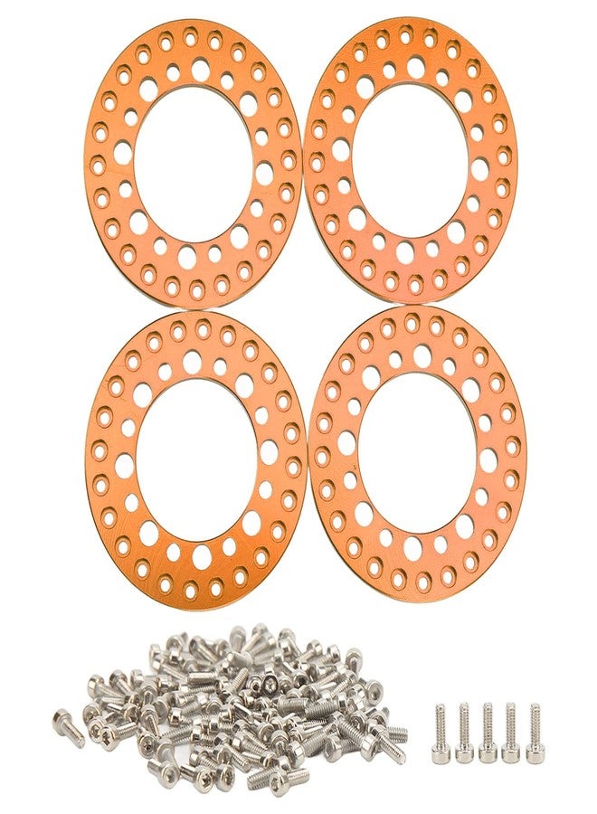 Dilwe RC Wheel Outer Rings, 4Pcs 1.9in Aluminum Wheel Rims Beadlock Rings RC Rims RC Accessories for 1/10 RC Car(Orange) - Image 1