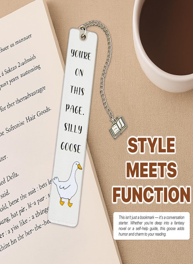 فاصل كتب على شكل أوزة ظريفة، فواصل كتب معدنية لطيفة ومضحكة للنساء، فاصل كتب وردي اللون على شكل دودة كتب، إكسسوارات لمحبي الكتب، هدايا رائعة لنادي القراءة، هدية عيد الميلاد أو عيد الميلاد (عاجي) - Image 3