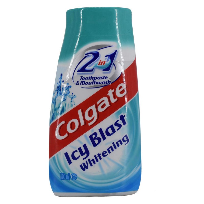 Colgate معجون أسنان وغسول فم كولجيت 2 في 1، تبييض بلمسة مثلجة - 4.6 أونصة - Image 1