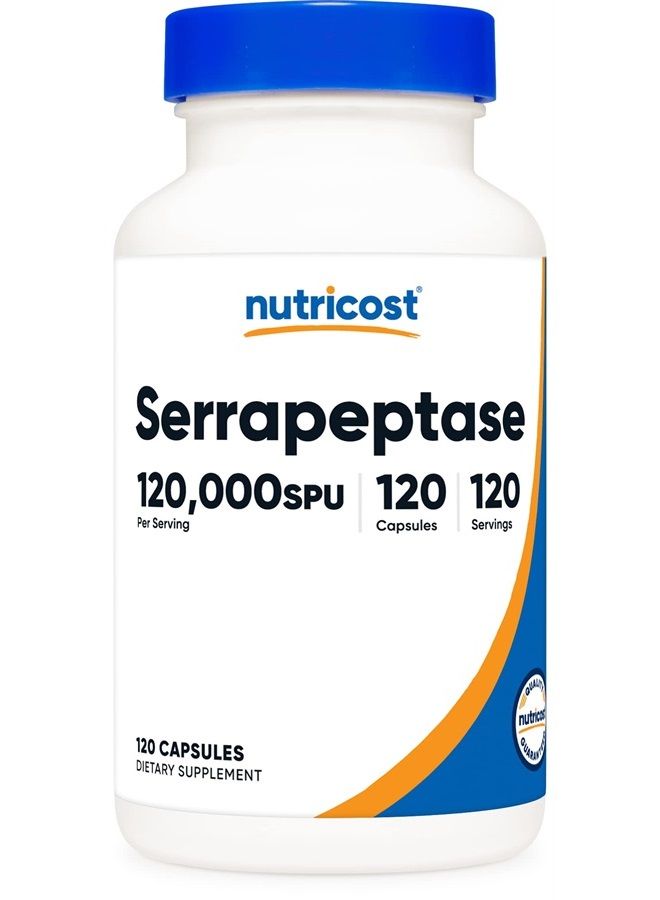 Nutricost Serrapeptase 120,000 SPU, 120 Capsules - Gluten Free, Non-GMO, and Vegetarian Friendly - Image 1