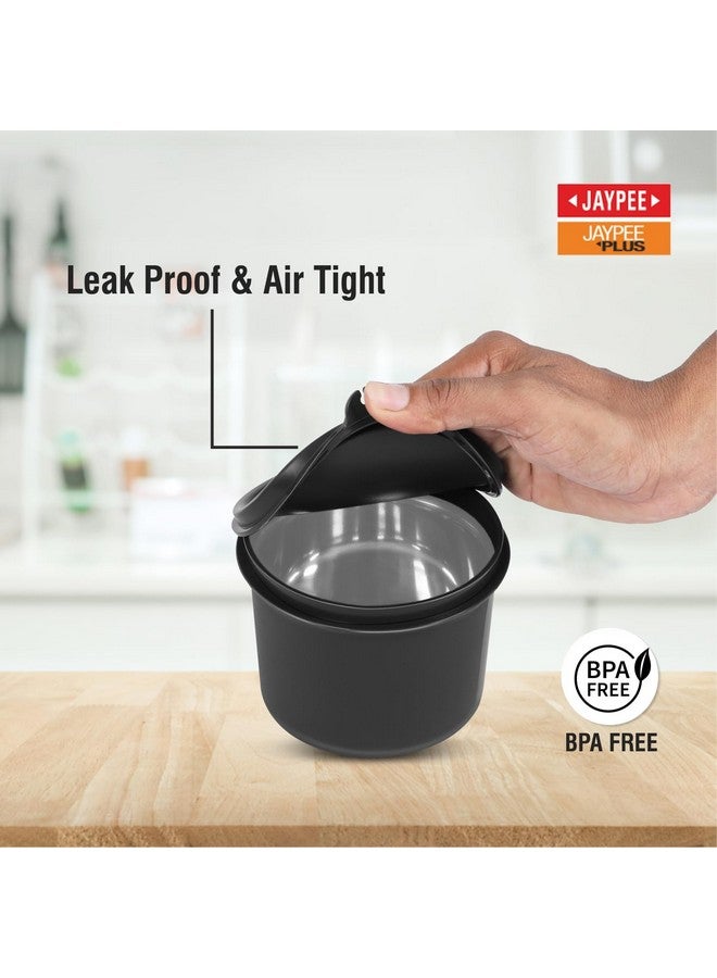 Jaypee Plus Pro 1390 ml Stainless Steel Office Lunch Box | BPA Free, Microwave Safe & Spillproof Airtight 4 Containers | Includes Bottle, Spoon, Fork & Insulated Bag| Ideal for College & School(Black) - Image 4