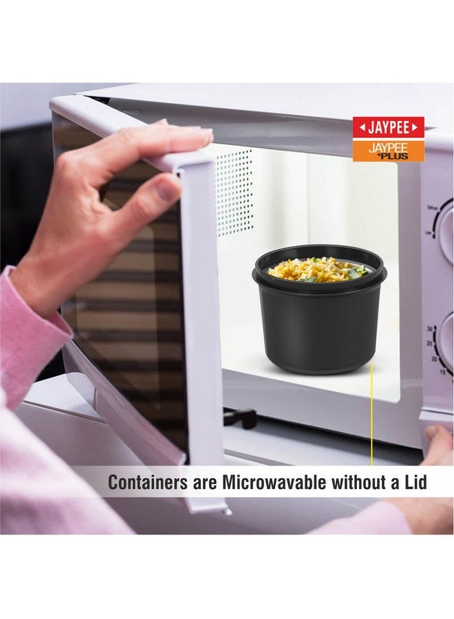 Jaypee Plus Pro 1390 ml Stainless Steel Office Lunch Box | BPA Free, Microwave Safe & Spillproof Airtight 4 Containers | Includes Bottle, Spoon, Fork & Insulated Bag| Ideal for College & School(Black) - Image 3