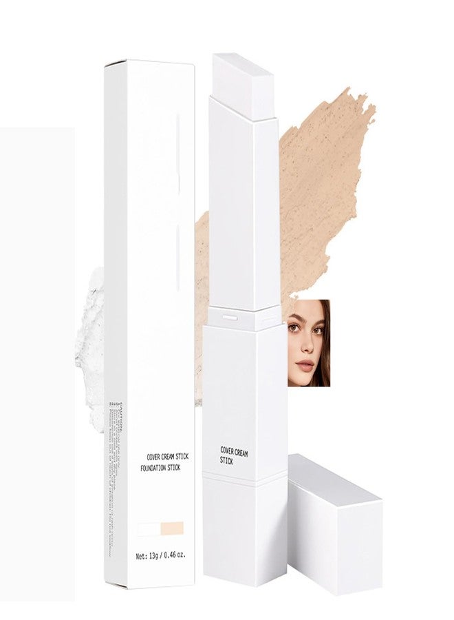 Easilydays Cover Cream Stick, Matte Color-Changing Foundation Stick, Hydrating, Blur Pores Even Skin Tone, Medium to Full Coverage Dewy Finish Base Makeup, Dual-Ended with SoftBrush, #1 - Image 1