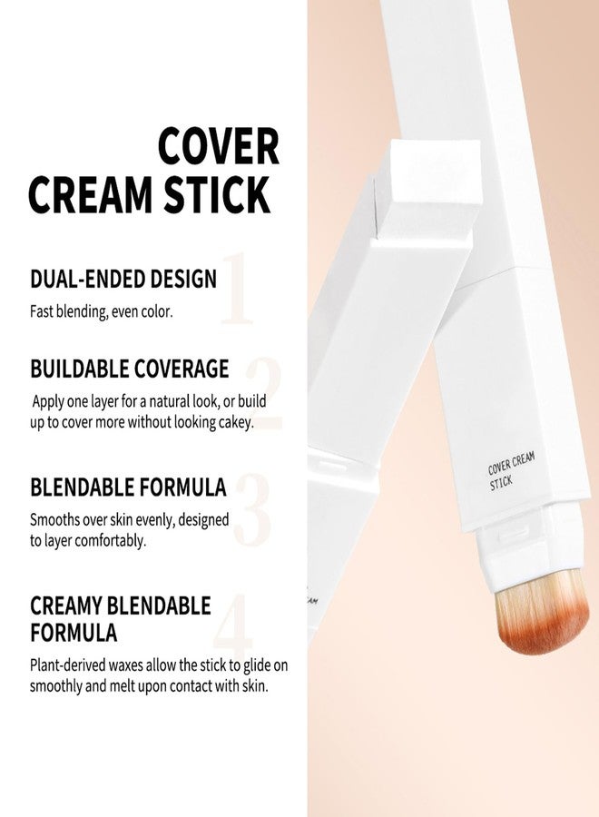Easilydays Cover Cream Stick, Matte Color-Changing Foundation Stick, Hydrating, Blur Pores Even Skin Tone, Medium to Full Coverage Dewy Finish Base Makeup, Dual-Ended with SoftBrush, #1 - Image 4
