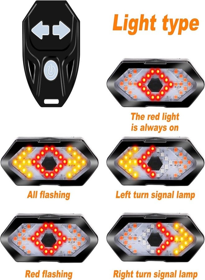 Linist Bicycle Tail Light Turn Signals,5 Modes 3 in 1 Function Rear Bicycle Indicator Light Tweeter Wireless Remote Control Rear Light USB Rechargeable Safety Warning Bike Lights, Easy to Fit - Image 2
