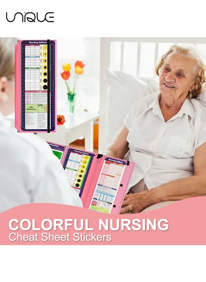Nursing Clipboard Foldable, Pink Nurse Pocket Clipboard 3 Layers with Nursing Medical Edition Cheat Sheets, Foldable Nurse Clip Boards Notepad for Students, Nurses, Doctors and Medical Staff（Pink）