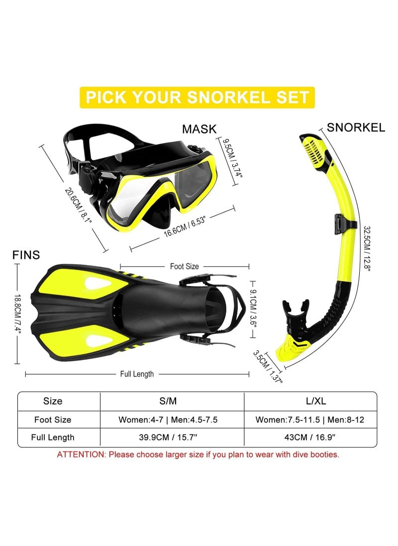 SYOSI - Snorkel Set Adults, 3 Piece Diving Set with Flippers, Mask and Snorkel Set for Men and Women, Snorkelling Set with Anti-Fog Diving Mask,Dry Snorkel,Swimming Fins,Diving Equipment - Image 1